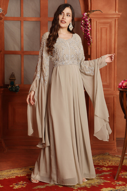 Champagne Silver Embroidered Kaftan