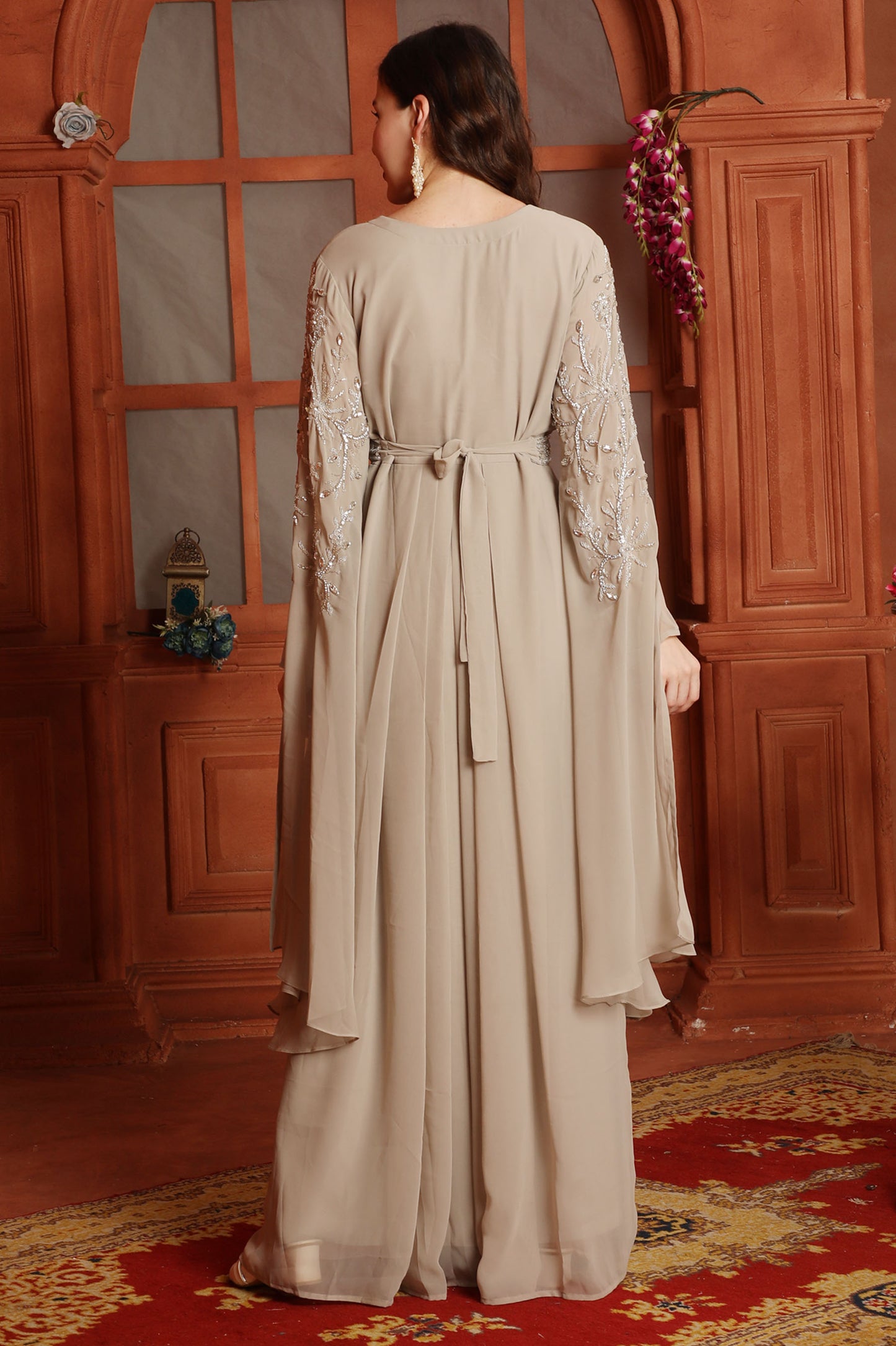 Champagne Silver Embroidered Kaftan