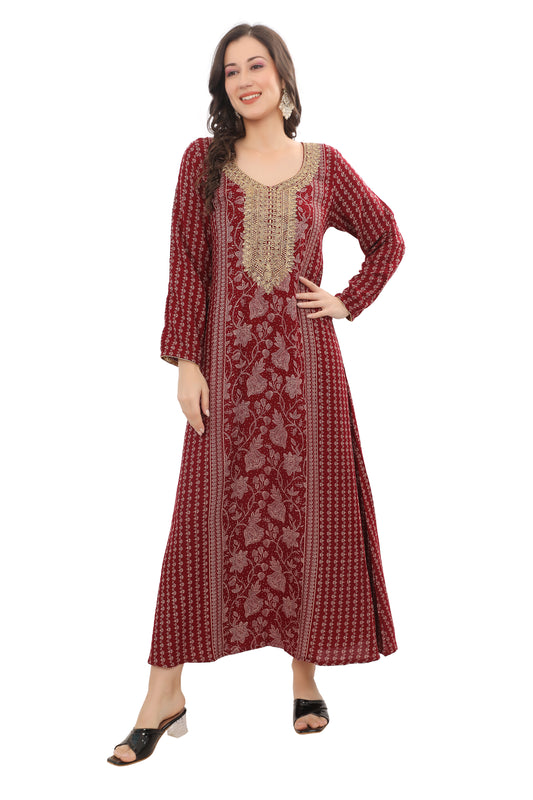 Alpine Embroidered Kaftan – Elegant Ethnic Wear Dress for Women