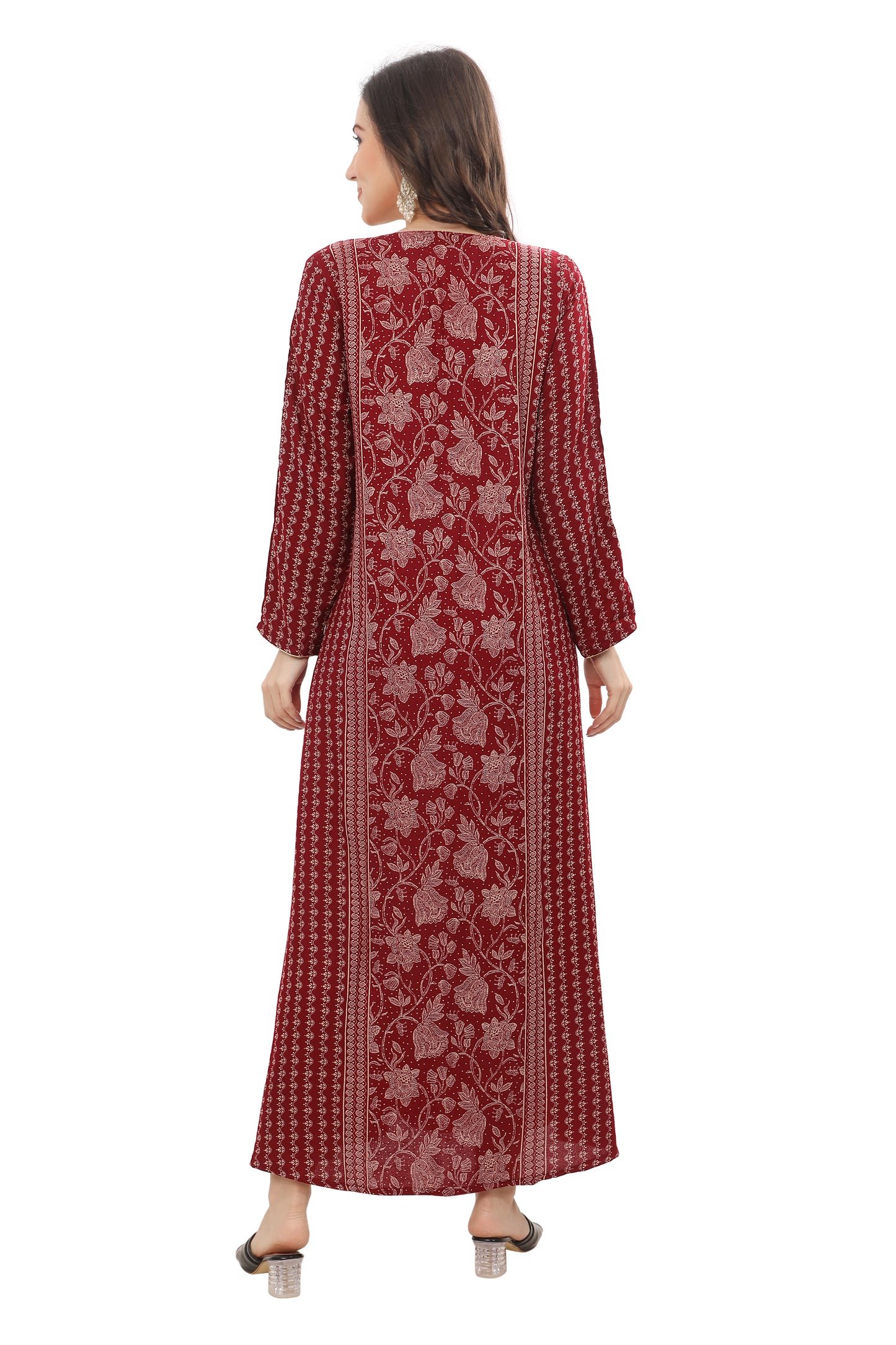 Women’s Alpine Embroidered Kaftan – Modest Full-Length Ethnic Outfit