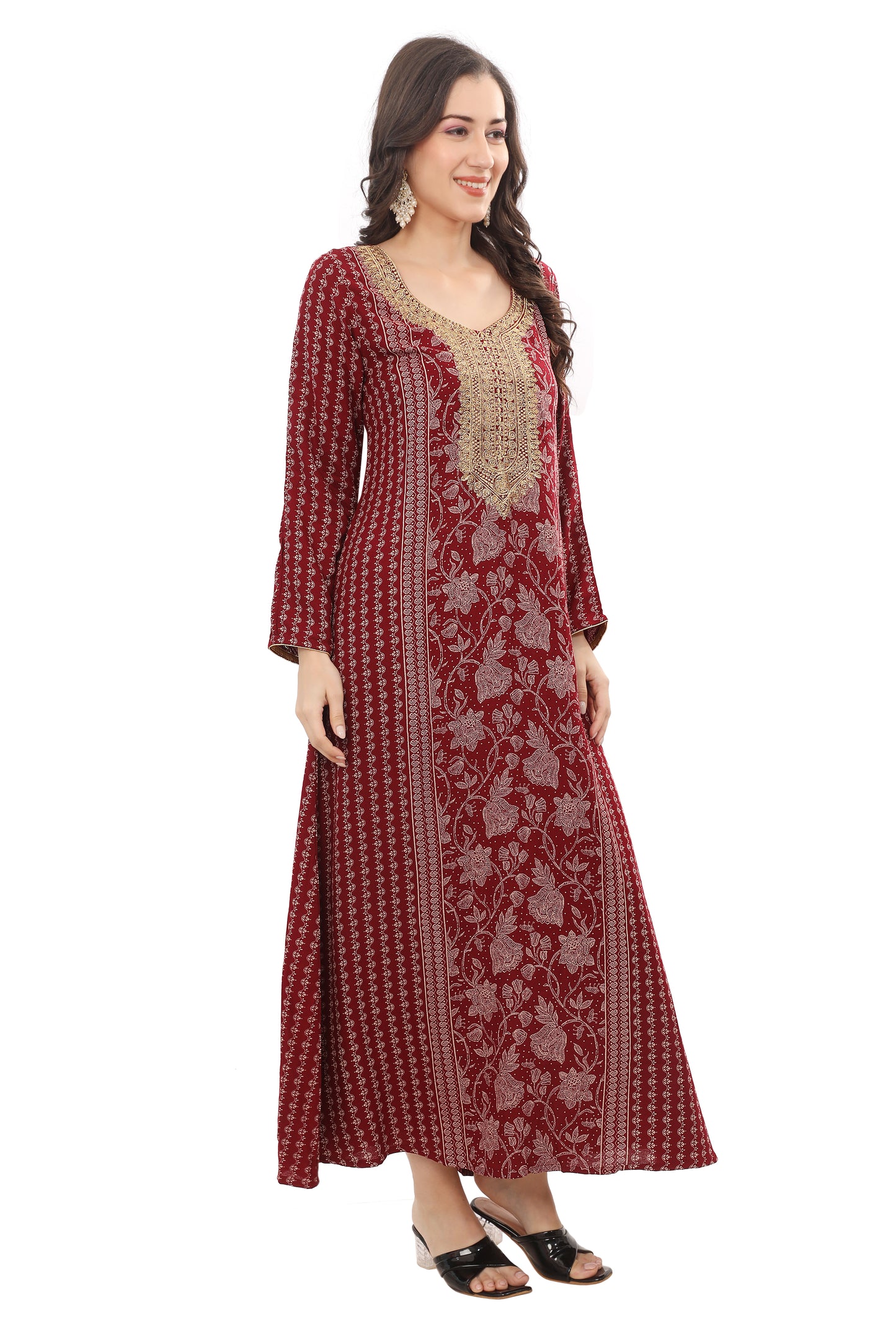Alpine Fabric Kaftan with Embroidery – Elegant and Versatile Ethnic Wear for Women