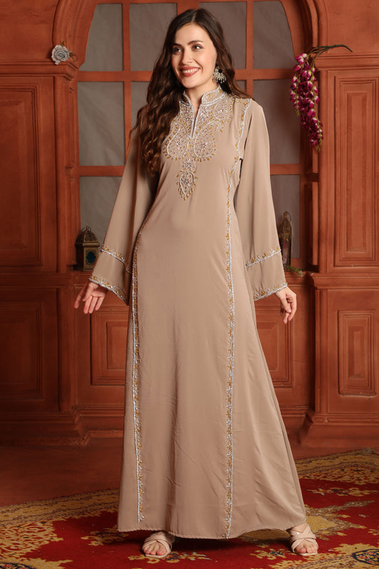 Mocha Gold Embroidered Kaftan